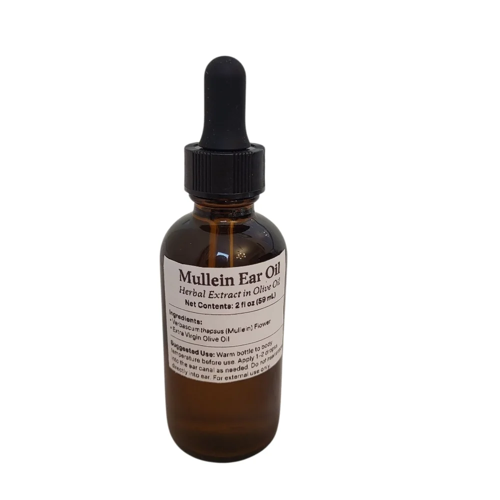Mullein Ear Oil Herbal Extract in Olive Oil 2 fl oz Bottle